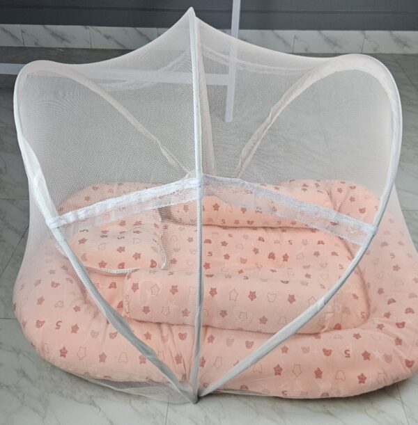 Complete Soft Baby Bed With Mosquito Net (Prited pink) - Image 2