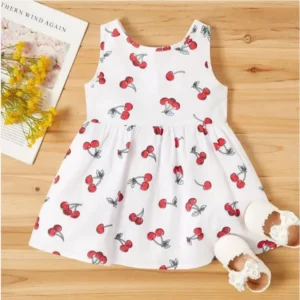 Kids Cherry Print Princes Frock