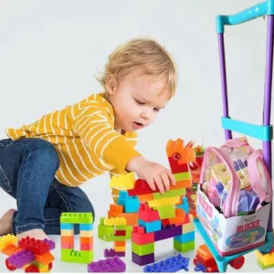 Pull Car Backpack Early Learning Infant block Toy Plastic building block